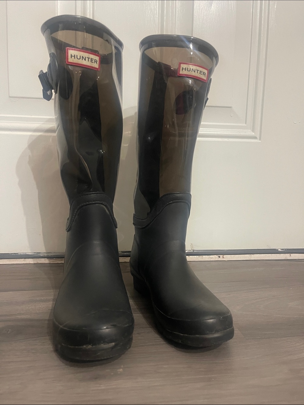 Hunter Black Transparent Shaft Rain Boots